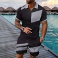 thumbnail image 3 of Aofany Short Sets Men 2 Piece Outfit Men's Turndown Collar Top and Shorts Set Summer Outfits Fashion Casual Short Sleeve Suit for Men 2 Piece Shorts Tracksuit, 3 of 3