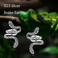 thumbnail image 6 of MYSTICPOEM Snake 925 Sterling Silver Earrings Cuff Punk Gothic Ear Clip Jewelry Gift for Women Men Birthday, 6 of 6