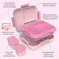 thumbnail image 4 of Caperci 4.8 Cups Bento Box for Kids - 4 Compartments Large Lunch Box with Two Modular Containers, Leak-Proof, Microwave & Dishwasher Safe, BPA-Free, Mermaid Pattern (Pink), 4 of 8