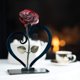 thumbnail image 5 of Gift Hand-forged Wrought Iron Red Metal Rose With Heart - Shaped Stand - YX, 5 of 5