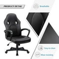 thumbnail image 4 of Lacoo Faux Leather Computer Gaming Chair Office Desk Chair with Lumbar Support, Black, 4 of 7