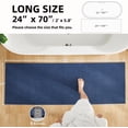 thumbnail image 2 of DEA Bathroom Runner Rugs, Long Bath Mat Runner Washable Thin Quick Dry Low Pile Bathroom Runner Rugs Non Slip, Navy Blue 24"x70", 2 of 18