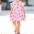 thumbnail image 2 of hengsof Robe d'Été Décontractée pour Filles Robe à Imprimé Nœud Rose Mignonne à Volants Col Rond Robe de Princesse Convenant aux Enfants de 2 à 10 Ans, 2 of 7