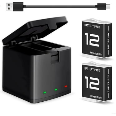 Replacement Hero 12 Battery 2-Pack Compatible with Gopro Hero 12 Black Camera, for GoPro Hero 11 Black / Hero 10 Black / Hero 9 Black Action Camera and 3-Channel Batteries Charger Station