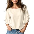thumbnail image 2 of IUYRTFE Women's Crew Neck Batwing Sleeve Top Loose Fit Casual Summer Blouse, 2 of 5