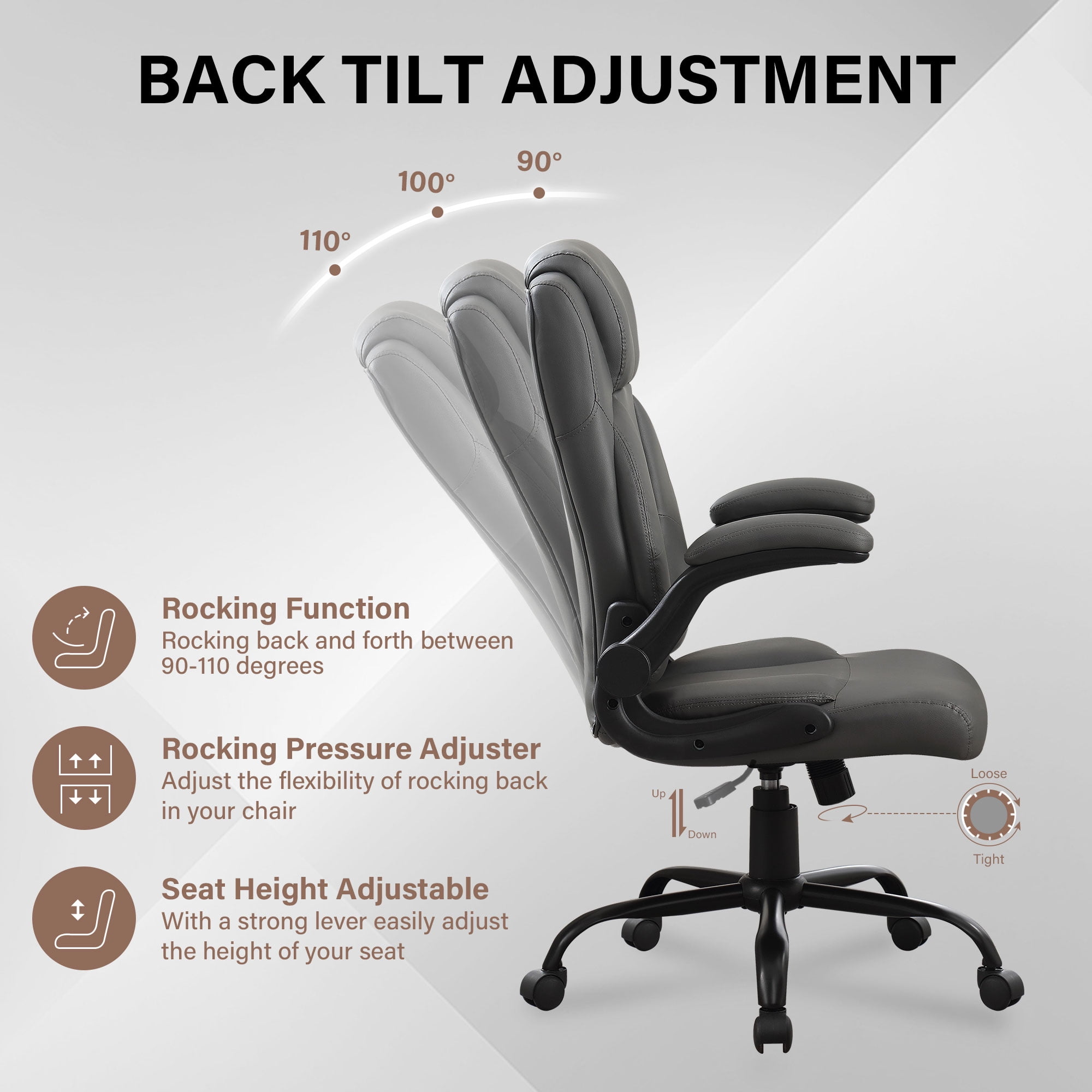 JONPONY Big and Tall Office Chair 400LBS Wide Seat Ergonomic Computer Desk Chair High Back Executive(图5)