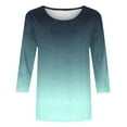 thumbnail image 4 of ZQUUVOU Women's T-Shirts Casual Print Crew Neck 3/4 Sleeve Tops(Green,4XL), 4 of 4