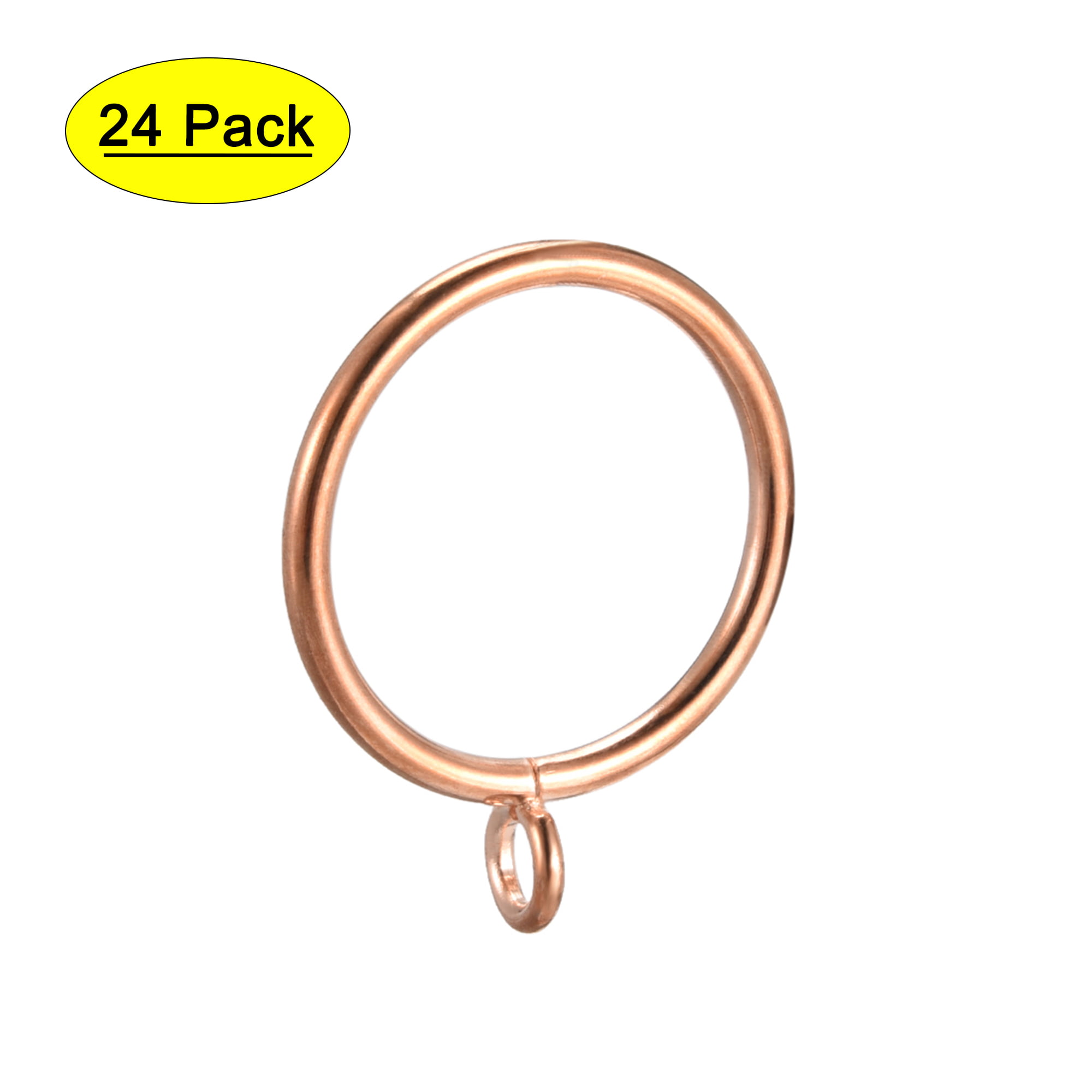 Pack of 24 Strong Metal Curtain Hooks Rings with Fixed eyelets for Curtain pole 30-38mm wide Antique Brass, 40MM Internal Diameter