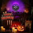 thumbnail image 4 of Halloween Wall Decor,Skull Decor with Purple LED Backlighting, Textured Skull Design & Round Black Base for Indoor Decor,Halloween Party,Purple, 4 of 8