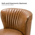 thumbnail image 6 of Classic Faux Leather Side Accent Chair Metal Base Tufted Mid-back Bedroom Living Room Camel, 6 of 8