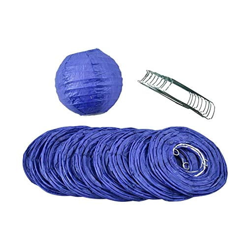 Quasimoon 4' Dark Blue Round Paper Lantern, Even Ribbing, Hanging Decoration (10 PACK)