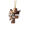 thumbnail image 2 of Western Cowboy Style Acrylic Letter Pendants - Assorted Alphabet Christmas Tree Ornaments with Cowboy Hats & Floral Details, Festive Holiday Decor Gifts, 2 of 9
