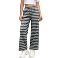 thumbnail image 2 of Zpanxa Girlstriped Wide Leg Pants Loose Fit Soft Knit Sweatpants Elastic Waist Relaxed Casual Bottoms for Daily School Wear Winter Pants for Girls, 2 of 5