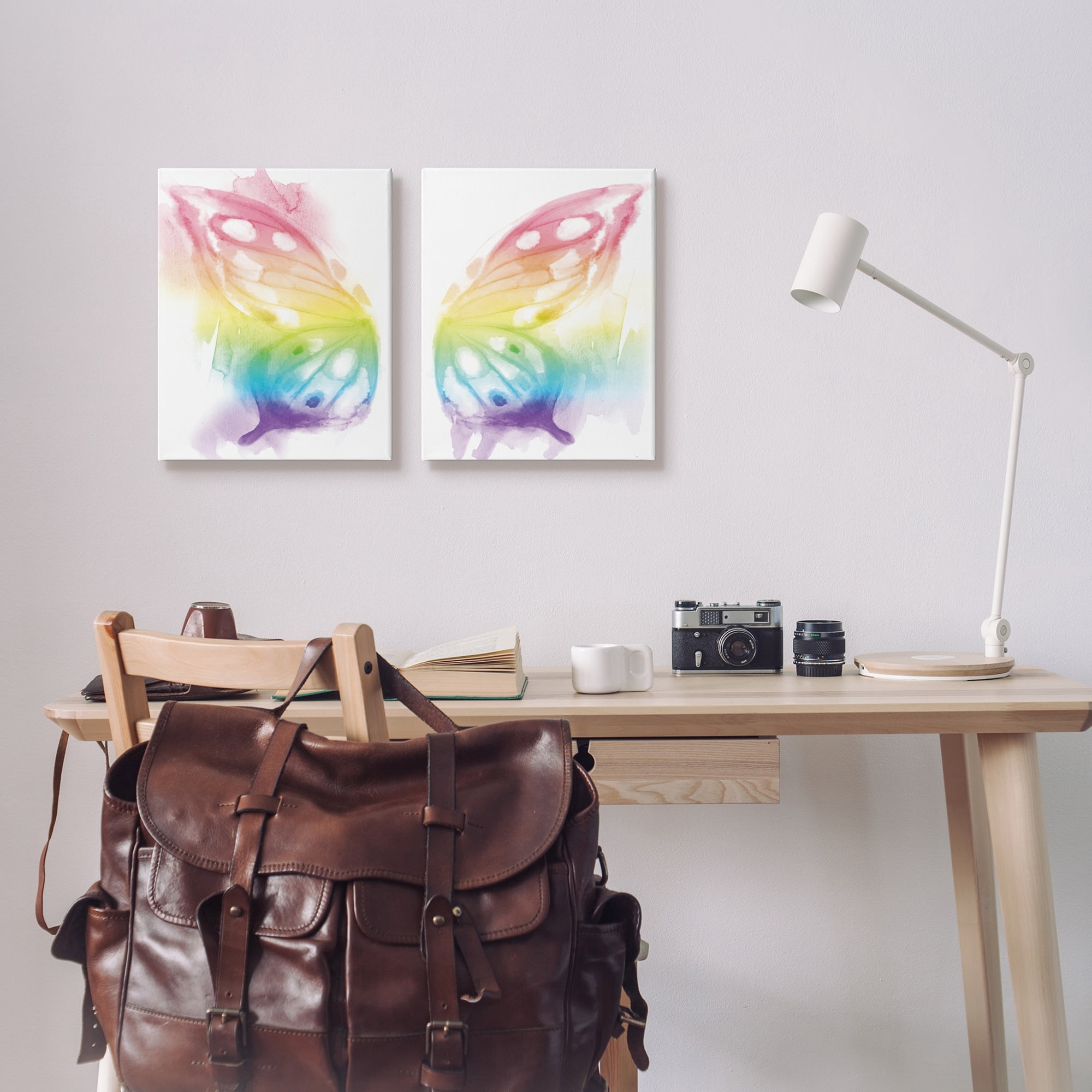 Stupell Industries Rainbow Butterfly Wings Playful Insect Pattern,2pc, each 16 x 20,Designed by Daphne Polselli