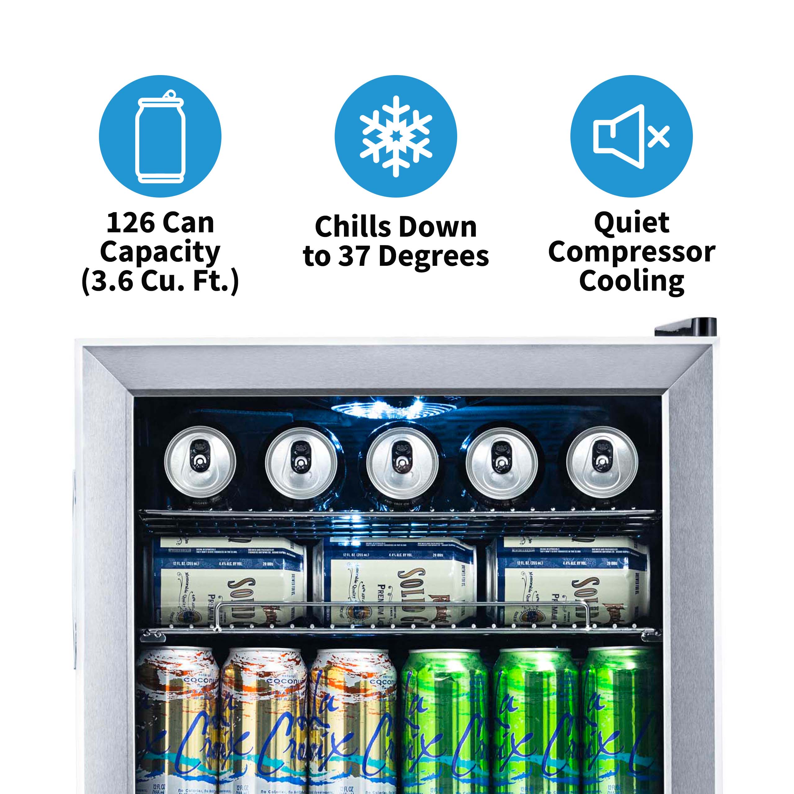 Newair Beverage Refrigerator Cooler |126 Cans Free Standing with Glass Door - image 2 of 18