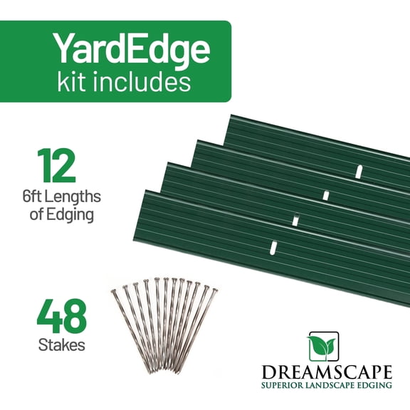 Dreamscape YardEdge Aluminum Landscape Edging Kit, Green Duraflex, 12 Pack 6ft Metal Lawn and Garden Bord