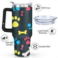thumbnail image 3 of Paw Print Dog Lovers Tumbler 40oz - Vacuum Insulated Coffee Cup with Handle & Straw- Cute Gift for Female Dog Owners, 3 of 7