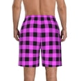 thumbnail image 3 of KLL Purple Black Buffalo Plaid Men's Casual Summer Beach Shorts Hawaiian Shorts with Pockets-3X-Large, 3 of 5