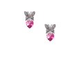 thumbnail image 2 of Delight Jewelry Hot Pink Crystal Heart Silvertone Antiqued Butterfly Post Earrings, 2 of 4