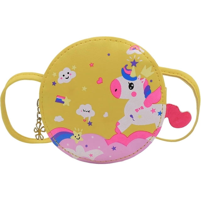 YC Cute Rabbit Crossbody Bag for Little Girls, Small Bow Shoulder Purse Handbag Yellow Unicorn