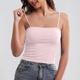 thumbnail image 2 of Wensltd Women Spaghetti Strap Crop Camisole Square Neck Solid Color Casual Tank Top for Daily Wear Pink, 2 of 9