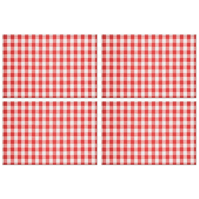 Napperons à Carreaux Rouges Vichy Coloré Napperons pour Fêtes et Décorations de Table de Noël-Carreaux Rouges 9 Lot de 4