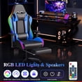 thumbnail image 4 of Mr IRONSTONE Gaming Chair for Adults, 7 Point Massage Computer Chair with Bluetooth Speakers RGB, Heavy Duty 400lbs Ergonomic PC Chair with 3D Armrests Footrest, Blue/Black, 4 of 9