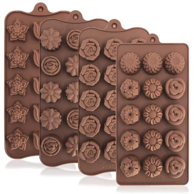 3 moldes para caramelos de chocolate con trébol de cuatro hojas, sartenes antiadherentes reutilizables de silicona de 15 cavidades, cubitos de hielo de gelatina hechos a mano, fabricación de postres, decoración para hornear en la cocina BANYUO Electrónica