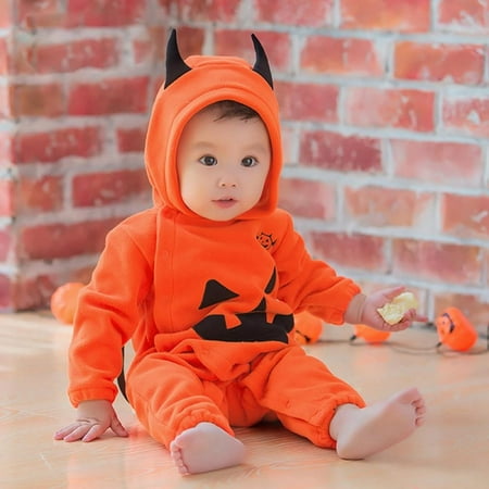 

SYNPOS Hooded Romper Baby Bat Hoodie Jumpsuit Halloween Devil Bodysuit Clothing 3-18 Months