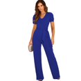 thumbnail image 2 of LEEy-world Bodysuit for Women Women's Sleeveless Neck Ruffle Trim Belted Cropped Jumpsuit Romper Blue,L, 2 of 5