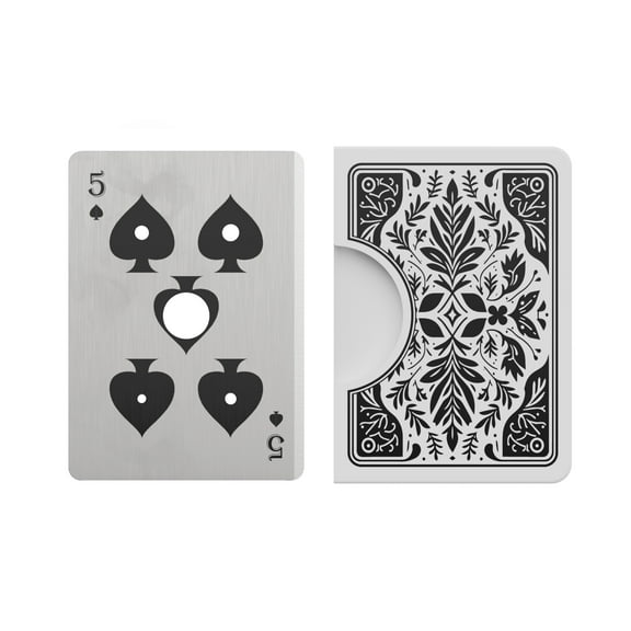 Pund'it Strip Poker Herb Multitool, Playing Card Themed 5 Hole Herb Stripper and Chopper, Stainless Steel, Includes Case