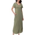 thumbnail image 2 of Women's Summer Maxi Dress Casual Loose Pockets Long Dress Short Sleeve Split Maxi Dresses, 2 of 6