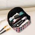 thumbnail image 2 of FORMRS Makeup Bag Travel Cosmetic Organizer for Women Fold Flat Zipper Pouch with Handle, Red Teal Stripes, 2 of 8