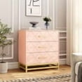 thumbnail image 2 of 3 Drawer Dresser for Bedroom,Modern Wood Storage Cabinet Chest for Living Room with Wide Top,pink, 2 of 7
