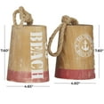 thumbnail image 3 of 5"W, 8"H Brown Wood Door Stopper Buoy Sculpture with Rope Accents, by DecMode (2 Count), 3 of 7