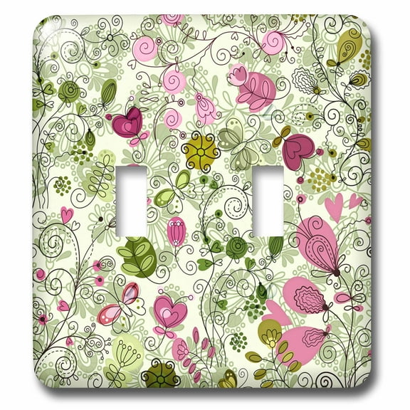 3dRose, Doodle Flowers and Butterflies, double toggle switch