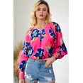 thumbnail image 1 of Women's Rose Flower Print Puff Sleeve Blouse, 1 of 5