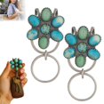 thumbnail image 5 of tasrioml Comfortable Feel Keychain Turquoise Flower Shape Keychain 1/2 Pcs Natural Stone Design Bag Clip Holder for Backpack Accessories Exquisite, 5 of 8