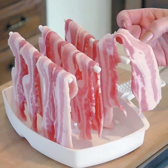 HUJTYs Microwave Bacon Cooker Tray Rack Cooking Tool for Crisp Breakfast Meal Easy to Use - Reduces Fat Content for a Healthier Meal