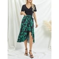 thumbnail image 4 of GXFC Womens High Low Dress Short Sleeve V Neck Floral High Waisted Dresses Summer Elegant Slim Fit T Shirt Dresses Daily Cocktail Party Midi Dress for Women, 4 of 9
