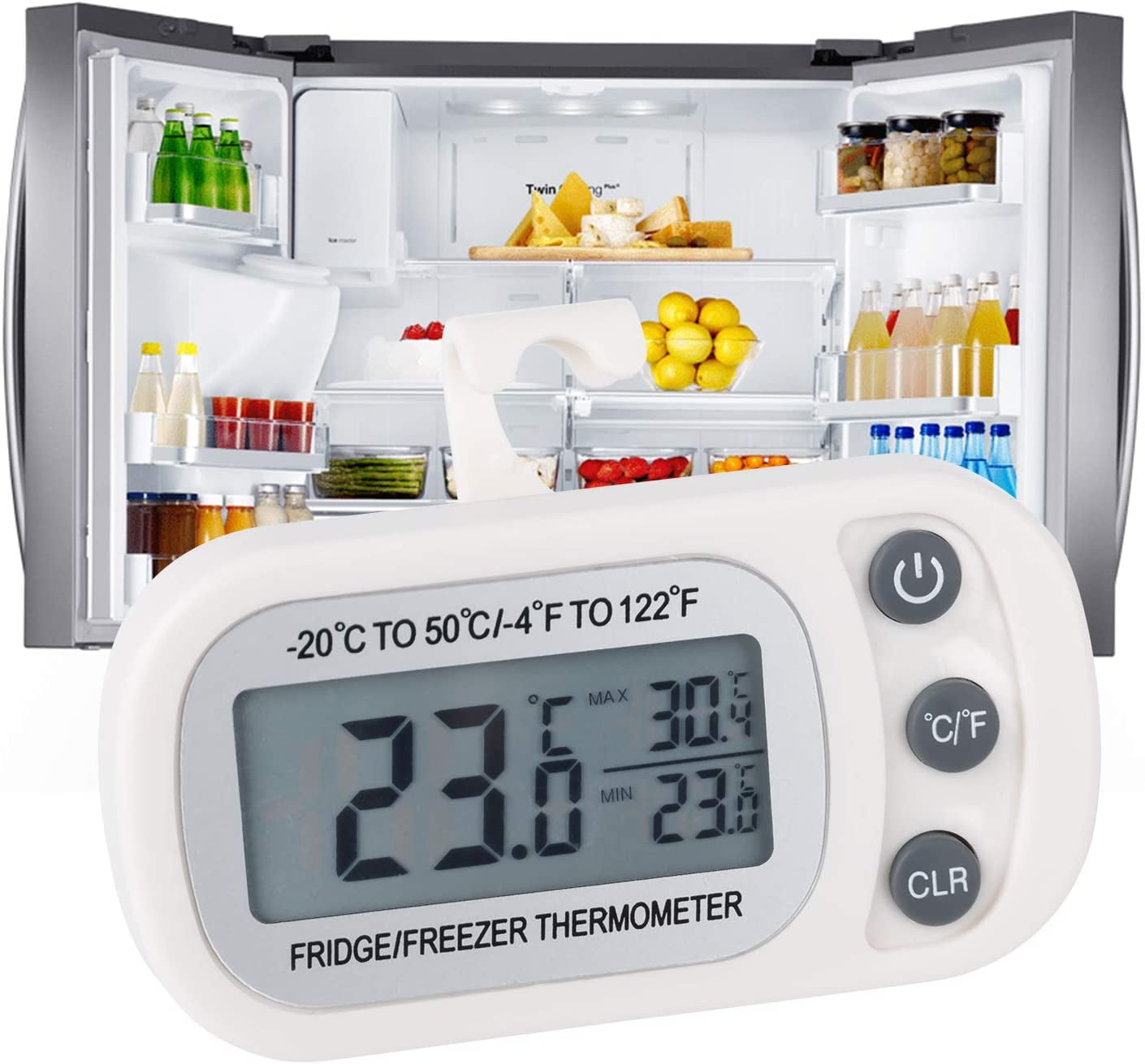 Digital Refrigerator Thermometer, Waterproof Freezer Thermometer With Large  Lcd Display, Max/min Record Function And Magnet, For Kitchen, Home  Temperature Monitoring, White
