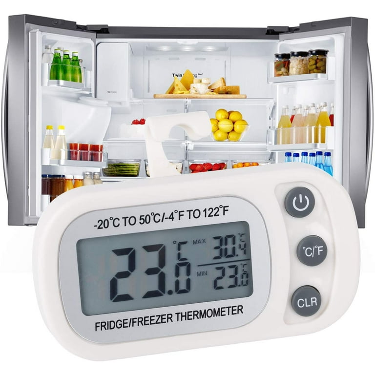 Digital Refrigerator Thermometer,Freezer/Refrigerator Thermometer with  Large LCD Display,Max/Min Record Function Thermometer for Kitchen, Home,  Restaurants 