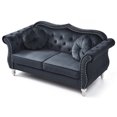 thumbnail image 4 of Velvet Loveseat, 68" Wide, Dark Gray - Hollywood Regency Style Sofa, 4 of 5