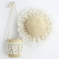 thumbnail image 3 of Lace Princess Summer Baby Hat Straw Outdoor   Bucket Hat with matching purse bag, 3 of 11