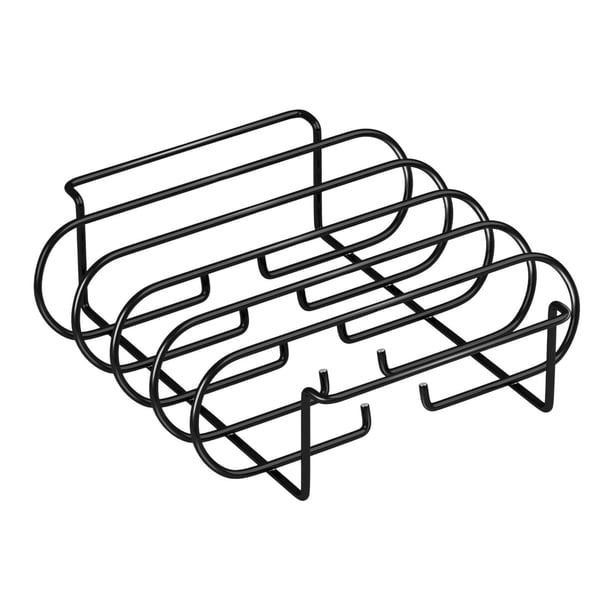 Parrilla para costillas, antiadherente, portátil, práctica, con asa, versátil para asar a la parrilla Negro