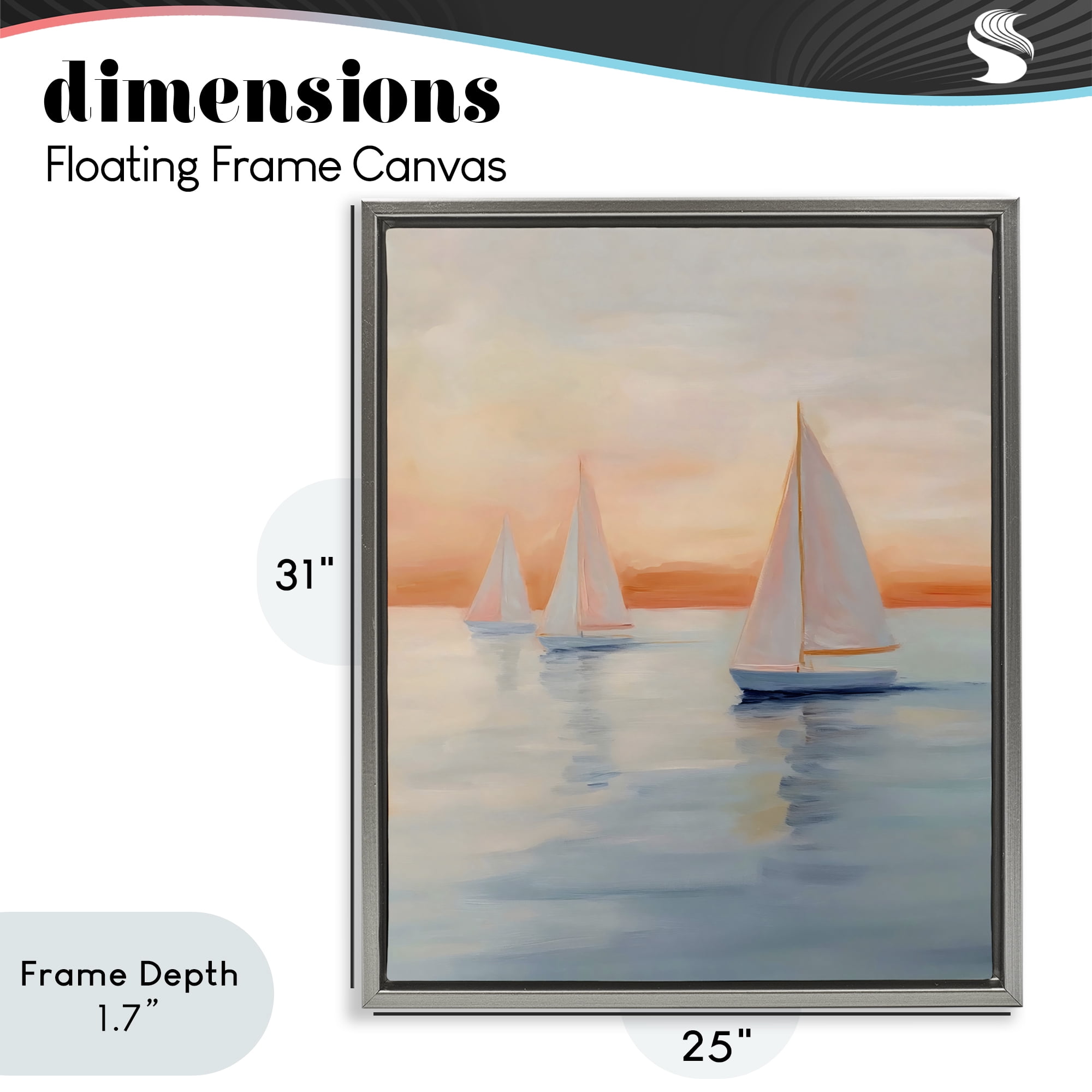 Stupell Industries Sunset Sailboats Over Calm Sea Gray Framed Floater Canvas Wall Art, design by Creative Studio
