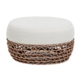 thumbnail image 4 of JERFIT 25 inch Round Outdoor Ottoman with Woven Wicker Frame, Beige Patio Footstool Pouf for Garden, Poolside Lounge, 4 of 9