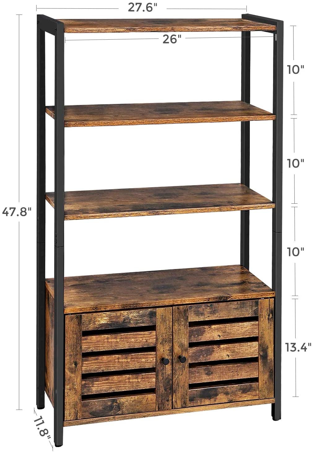 vasagle storage cabinet on Vasagle Lowell Bookshelf Storage Cabinet With 3 Shelves And 2 Louvered Doors Industrial Bookcase In Living Room Study Bedroom Multifunctional Rustic Brown Ulsc75bx 27 6 W Walmart Com Walmart Com