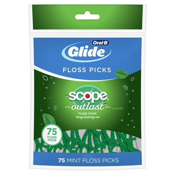 Floss Picks Oral-B Glide + Scope Outlast 75 púas, paquete de 4