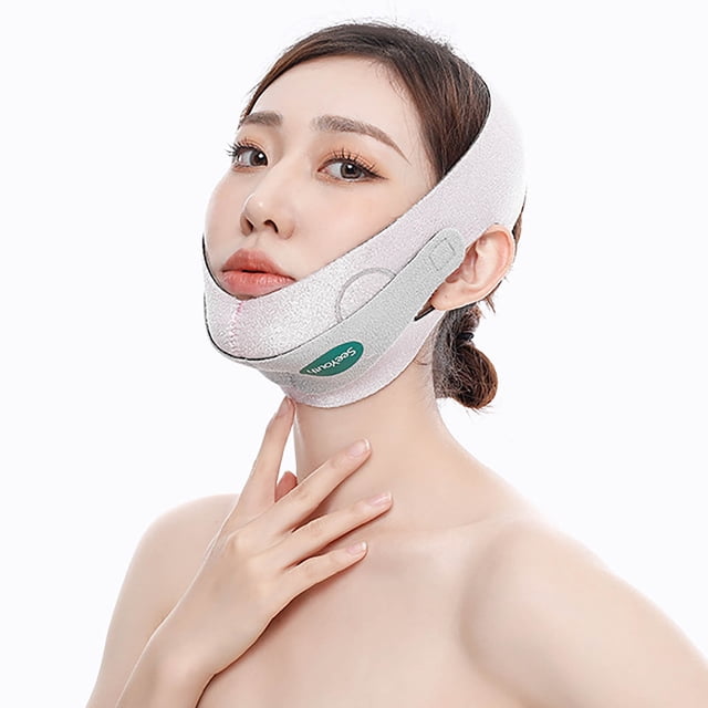 Fiudx Mascarilla Facial Reafirmante, Antifacial Reutilizable Grafeno para Dormir, Cinturón Elástico En Forma de V, Vendaje Facial Antiarrugas, Correa para La Barbilla, para Hombres y Mujeres, Diseño